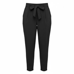 Sophisticated Black Tie-Waist Cropped Pants